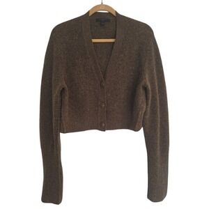 All Saints Women's Alpaca Wool polyamide Green Grey Cardigan Cropped size L